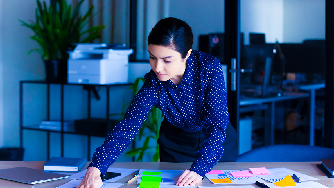 Business woman preparing notes